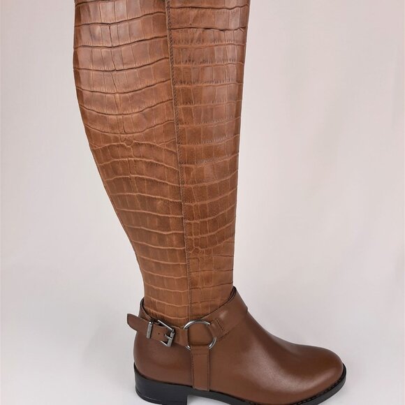 Brown Buckle Leather Cowboy Boots - Picture 1 of 10